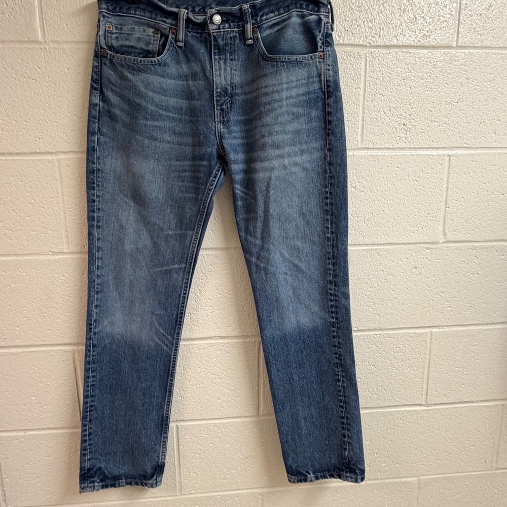 Levis Mens 511 Slim Fit Jeans 34x31 Medium Wash Blue Denim Whiskering Faded